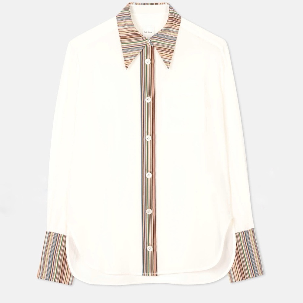 Paul Smith Ivory White Silk Blouse Size EU38 US 2 New w/o tags